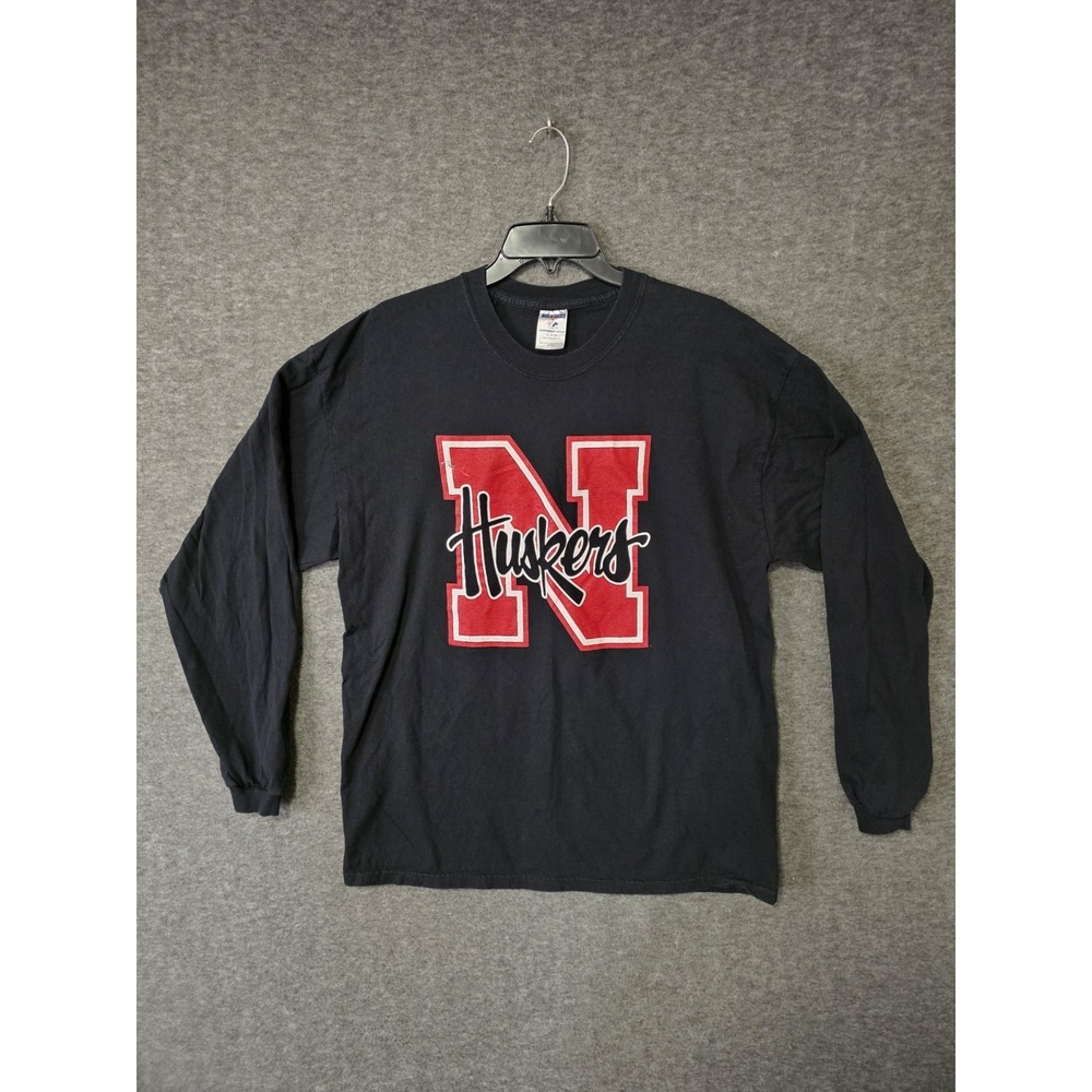 Vtg Nebraska Huskers Long Sleeve Mens XL Heavy Cotton Crew Neck Shirt University